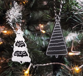 Sada drevených vianočných ozdôb Tuty 12 ks čeno-biela