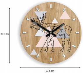Dřevěné nástěnné hodiny Los 33 cm dub přírodní