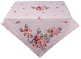 Ružový bavlnený obrus na stôl s ružami Dotty Rose - 100*100 cm