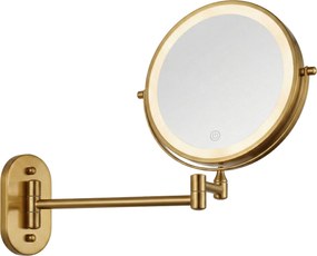 Rea Glow, kozmetické LED zrkadlo nástenné 20 cm, zlatá matná, HOM-70001