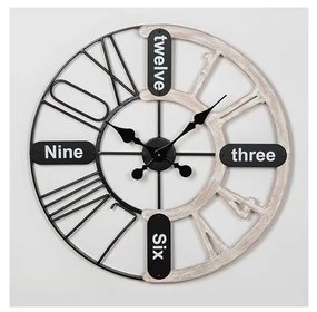 Nástenné hodiny 1xAA pr. 60 cm čierna/biela patina