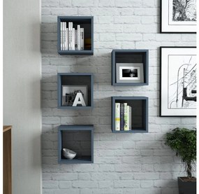 SADA 5x Nástenná polica BOX modrá