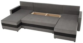 Čalúnená univerzálna rozkladacia sedacia súprava do tvaru U BRISTOL sivá/čierna