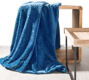 DomTextilu Jemná dekoračná deka modrej farby s reliéfnym 3D vzorom  170 x 210 cm 29116-158417 Modrá