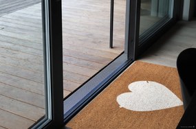 Hanse Home, Rohožka srdce biele 105682 – na von aj na doma, 45x75, hnedá, chodba / predsieň