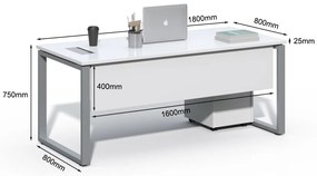Kancelársky stôl s kontajnerom Houseland Prime Home 02 180 cm biely