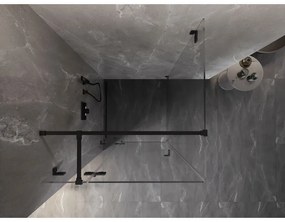 Mexen Lunar T, sklápací sprchový kút ľavý 110 x 110 cm, 8mm číre sklo, čierny profil, 834T-110-110-70-00-L