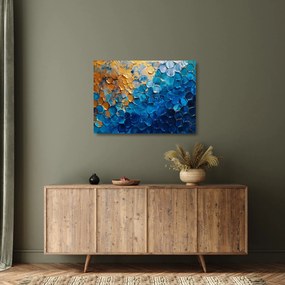 Sklenený obraz - Modrozlatá maľba (70x50 cm)