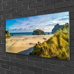 Skleneny obraz Pláž kamene krajina 125x50 cm