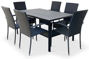 Záhradný jedálenský set Viking L sivý + 6x ratanová stolička Paris KD