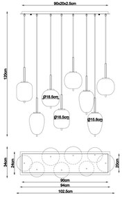 Globo 15345-8A - Luster na lanku BLACKY 8xE14/40W/230V mosadz