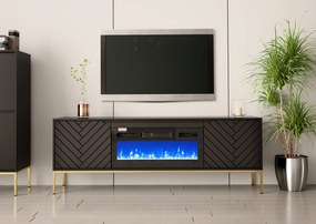 TV stolík EMY čierna s elektrickým krbom