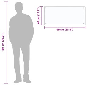 Kuchynská zástena, priehľadná 90x40 cm, tvrdené sklo