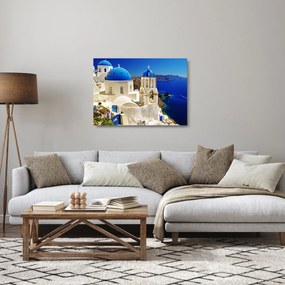 Sklenený obraz - Santorini, Grécko (70x50 cm)