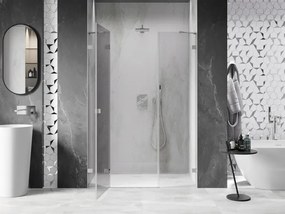 Mexen Lunar, Otočné ľavé sprchové dvere 160 cm, 8mm číre sklo, oceľový profil, 834S-160-050-97-00-L