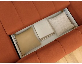 Rozkladacia/s úložným priestorom rohová pohovka v tehlovej farbe (ľavý roh/do tvaru "U") Fuji – Bobochic Paris