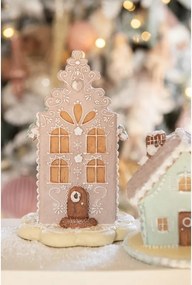 Ružová perníková chalúpka Gingerbread House - 13*13*20 cm