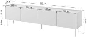 TV stolík Desin 220 cm - čierny mat / dub nagano