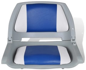 Lodné sedadlá 2 ks sklopné s operadlom a modro-bielym vankúšom 41x51x48 cm