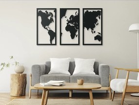 drevko Viacdielny obraz mapa sveta Rozmer obrazu: 50 x 89 cm, Farba dekorácie: Čierna