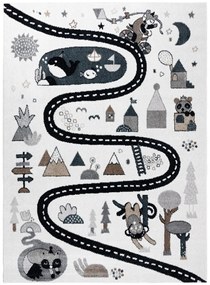 Dywany Łuszczów Detský kusový koberec Fun Route Street animals cream - 80x150 cm