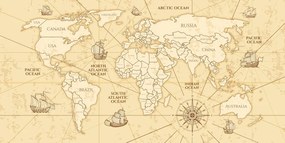Obraz mapa sveta s loďkami
