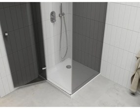 Mexen Roma, sprchovací kút s 1-krídlovými dverami 70 (dvere) x 70 (stena) cm, 6mm šedé sklo, chrómový profil + slim sprchová vanička 5cm biela, 854-070-070-01-40-4010