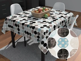 Biante Dekoračný štvorcový obrus Leona LN-060 Tyrkysové a čierne guličky na bielom 90x90 cm