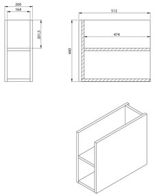 Sapho Sapho, LOREA skrinka s umývadlom 101x46x51,5cm (20+80 cm), pravá, dub Alabama/biela matná, LE080-2231-R-02