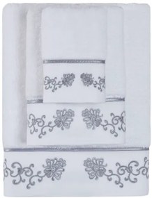 Soft Cotton Osuška DIARA 85x150 cm Biela / šedá výšivka