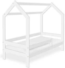 Detská posteľ DOMČEK D3 biela 80 x 160 cm Rošt: Bez roštu, Matrac: Matrac EASYSOFT 10 cm, Úložný box: S bielym úložným boxom
