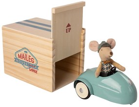 Maileg - Hračky značky Maileg Myška v aute + garáž - modrá