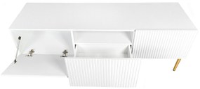 TV stolík Nicole 150 cm - biely mat / zlaté nožičky