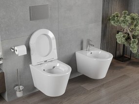 Mexen Rico závesné wc Rimless s toaletným Slim sedátkom z duroplastu, biela - 30720300