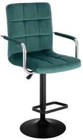 LuxuryForm Barová stolička VERONA VELUR na čiernom tanieri - zelená