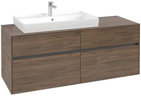 VILLEROY &amp; BOCH Collaro závesná skrinka pod umývadlo na dosku (umývadlo vľavo), 4 zásuvky, 1400 x 500 x 548 mm, Arizona Oak, C08900VH