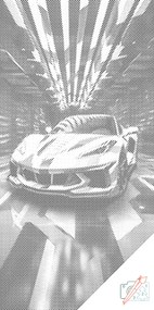Gario Bodkovanie Luxusný automobil Rozmery: 40 x 80 cm, Rámovanie: Iba zrolované plátno, Farba bodiek: Čierna