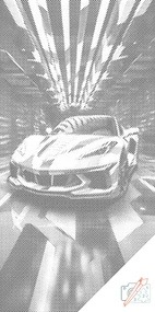 Gario Bodkovanie Luxusný automobil Rozmery: 40 x 80 cm, Rámovanie: Iba zrolované plátno, Farba bodiek: Zelená