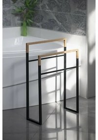 SAPHO Ska308 Ska stojan na uteráky 55 x 80 x 20 cm, čierna mat/dub