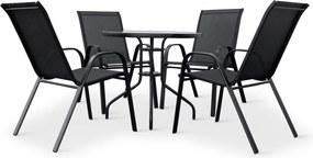 Noela Záhradný jedálenský set Capri 80cm + 4x kovová stolička Ramada