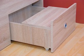 Posteľ s úložným priestorom Patrik 90x200 cm, dub sonoma