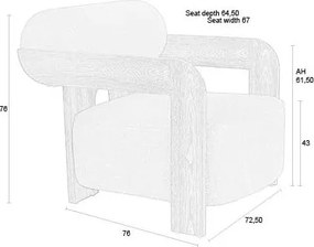 Sivomodré kreslo z textílie buklé Oolong – Zuiver