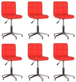 Otočné jedálenské stoličky 6 ks červené umelá koža