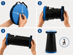 Kempingová stolička CAMPIO teleskopická 45 cm, čierna