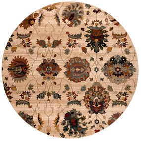 Vlnený kruhový koberec SUPERIOR LATICA krémový