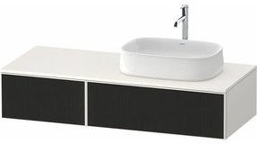 DURAVIT Zencha závesná skrinka pod umývadlo na dosku (umývadlo vpravo), 2 zásuvky, 1300 x 550 x 281 mm, čierna líniová štruktúra/biela super matná, ZE4817063840000