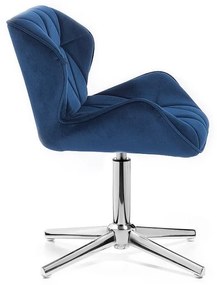 LuxuryForm DESIGN Stolička MILANO VELUR na striebornom kríži - modrá