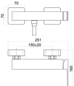 Matne čierna nástenná sprchová batéria (1 výstup) Latus – Sapho