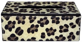 Kožený zásobník na papierové vreckovky Leopard - 25*14*9 cm