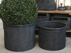 2ks okrúhly plechový zinkový antik obal na kvetináč Planters - Ø 45*35cm